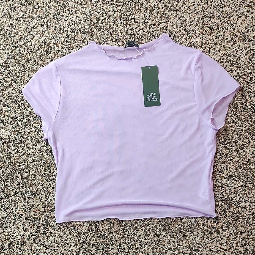 Wild Fable | Lilac Mesh Short Sleeve Top